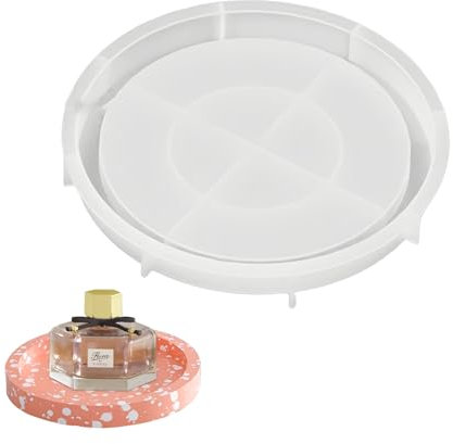 SHENGYIG Moldes de Platos para Resina,21CM Moldes de Silicona Bandeja, Molde de Bandeja para Resina, Molde de Silicona Redondo y Ovalado para Resina Epoxi Artesanías de Bricolaje