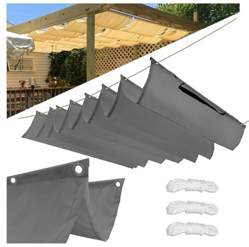 Rétractable Vague Voile Ombrage,D'ombrage Bâche Ombrage Protection UV Solaire pour Jardins Balcons Terrasse Pergola Sable,95% UV,Imperméable avec œillets et Corde (Gris,1x3m)