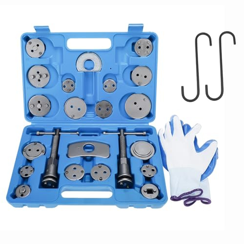 BOOMSTART 24-TLG. Bremskolbenrücksteller Set - Universal Bremskolben Rückstellwerkzeug mit Rechts- & Linksgewinde Spindeln, 18 Adaptern & Koffer - Für Ford, für Renault, für VW & mehr