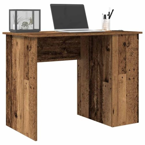 KTHLBRH Moderner Schreibtisch aus Holz in antiker Technik, mit Regalen, Arbeitstisch und Büro, mit großem Stauraum, 100 x 55 x 75 cm