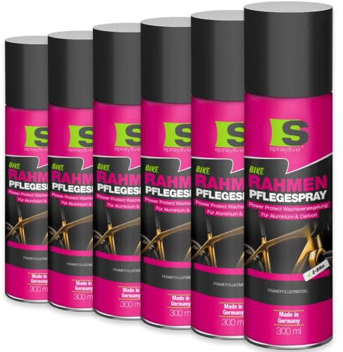 Spraytive 6× 300ml – Rahmen-Pflegespray mit Power Protect Wachsversiegelung – schmutz- & feuchtigkeitsabweisend – für Fahrrad, E-Bike, MTB & Rennrad – Aluminium & Carbon – Lackschutz – Made in Germany