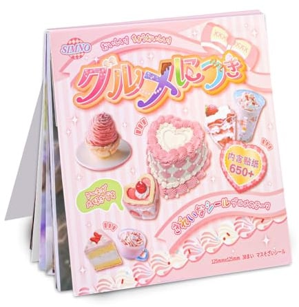 Japanischer Aufkleber Buch-Kawaii Lebensmittel Aufklebers - 30 Blätter süße Aufkleber für Zeitschriften, Planer, Kinderhandwerk, Wasserflaschen & Scrapbooking (rosa)