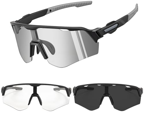 Kanzith Lunettes de vélo auto-colorantes pour homme et femme, UV400, lunettes de course, lunettes de soleil, lunettes de vélo de course pour vélo VTT
