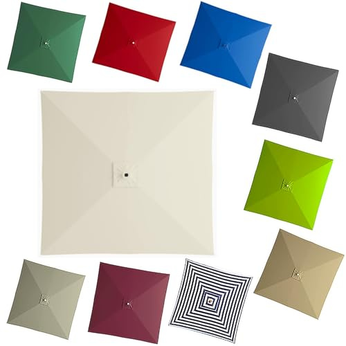 Telo di Ricambio Superiore per Ombrellone Quadrato 2.5x2.5 M/3x3 M, 8 Stecche Telo Ombrellone Braccio Laterale Anti-UV, Lavabile(Off-white,3x3m/9.8x9.8ft)
