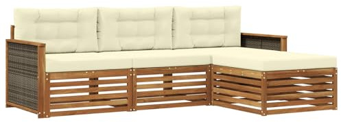 vidaXL Outdoor-Sofagarnitur Natur und Creme 249,5 x 162,5 x 73 cm, Garten Sofa, modernes Lounge Set, entspanntes Terrassenmöbel für chillige Stunden, bequem und stylisch