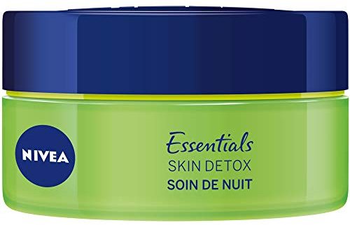 NIVEA Nachtpflege Skin Detox + intensive Feuchtigkeit 48 Stunden, feuchtigkeitsspendende Gesichtscreme mit grünem Tee & Hyaluronsäure, Frauenpflege für alle Hauttypen, 50 ml