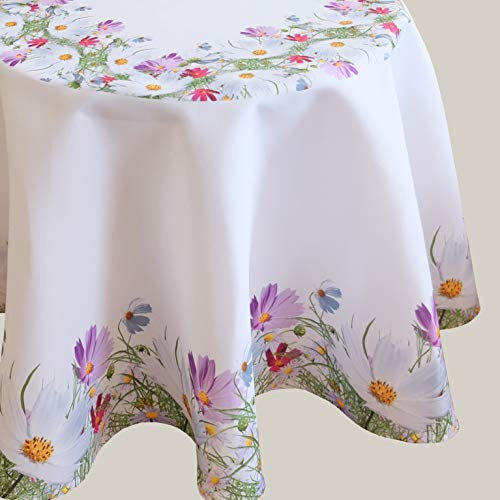 KAMACA Serie FRÜHLINGSZAUBER hochwertiges Druck-Motiv mit Blumen EIN Eyecatcher in Frühling Sommer (Tischdecke 130 cm rund)