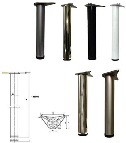 Pied de table réglable pour table de cuisine 710/820/1100 mm (1100 mm, chrome brossé)