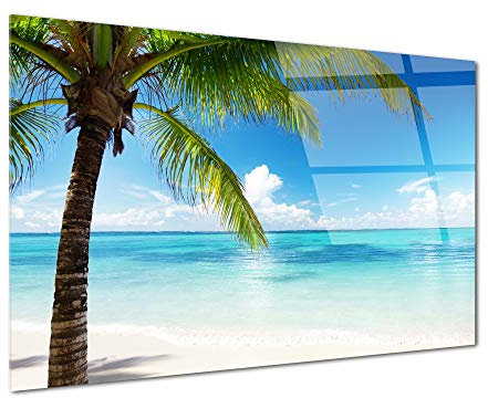 DECLINA, tableau mural, décoration murale, impression sur verre acrylique, photo sous les cocotiers, paysage tropical, art mural, cadre design, déco exotique, tableau contemporain