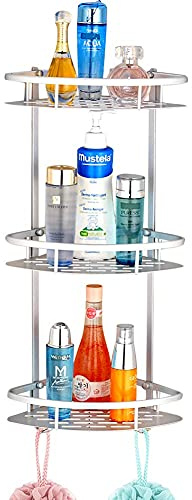 Ejoyous Duschregal, 3 Etagen Dusche Eckregal Shower Shelf Eckablage Bathroom Organizer Duschablage Badewannenablage für Shampoo Reinigungsmittel