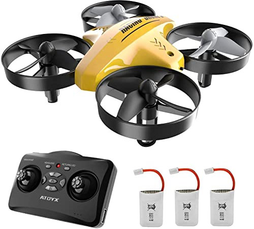 ATOYX Drone Enfant d'intérieur Hélicoptère Télécommandé Quadcopter Mini Drones pour Enfants avec Mode sans Tête Avion Mini avec Télécommande Jouet Cadeau pour Enfant et Débutant AT-66C (Jaune)