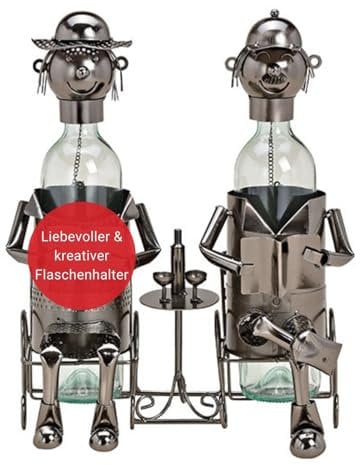 WOMA Porte-Bouteille de vin Couple d'amoureux sur Moto I Porte-Bouteille Amusant avec Figurines en métal I Porte-Bouteille de vin Bonhomme à vis I Cadeau pour Couples mariés & Mariage