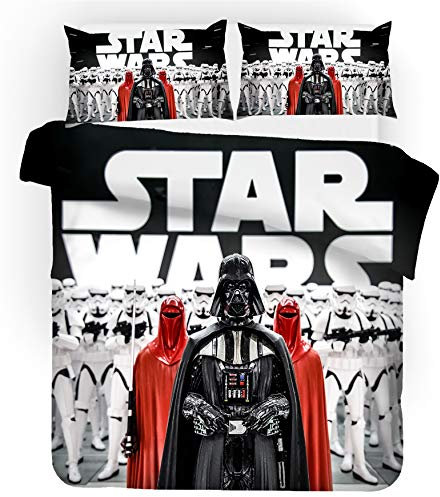 DDONVG Krieg der Sterne Bettbezug mit passenden Kissenbezügen, Kinder-Bettwäsche-Set Polyester, Mikrofaser, mit Reißverschluss (A,135 x 200 cm)