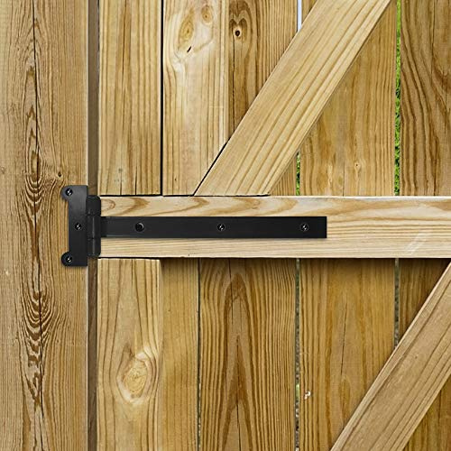 Nuvo Iron SH12BLK Black 12” Heavy Duty Rectangular Strap 2 Gate Hinge