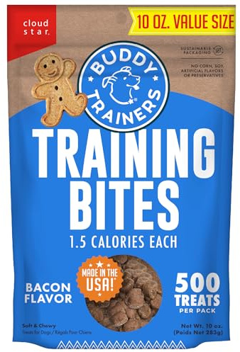 Buddy Biscuits Trainers Training Bites Soft & Chewy Dog Treats, Bacon, 10 oz. Pouch