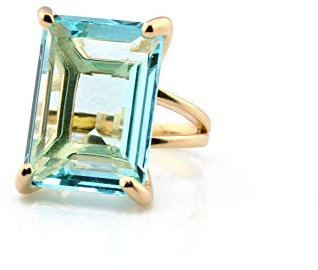 Anemone Schmuck Elegant Blue Topaz Ring in 14k Rose Gold - Radiant Handmade Edelstein Ringe für Mode-Statement, Verlobung, Jahrestag, Geburtstage Geschenke - Natürliche Edelstein Rechteck Ring
