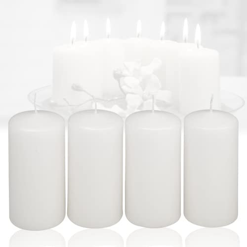 Smart-Planet 4er Set Kerzen Weihnachten Ambiente Stumpenkerzen - Weiß - 4,8cm x 6,2cm - Weihnachtskerzen Adventskranz - Advent Kerze Weihnachtsdekoration