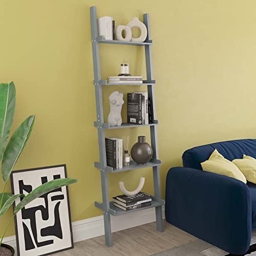 Vida Designs - York 5-Tier Ladder Bookcase, 56 x 32.5 x 189 cm, Grey