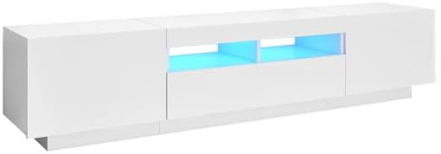 vidaXL TV Schrank mit LED-Leuchten Lowboard Sideboard Fernsehschrank Fernsehtisch TV Möbel Tisch Board HiFi-Schrank Weiß 180x35x40cm