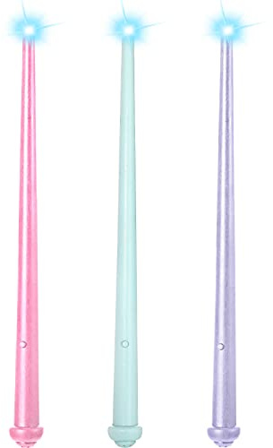 Skylety 3 Pieces Light up Wand Magic Light and Sound Illuminating Princess Wand Fairy Favors Party Accessory for Cosplay Masquerade(Pink, Purple, Blue)