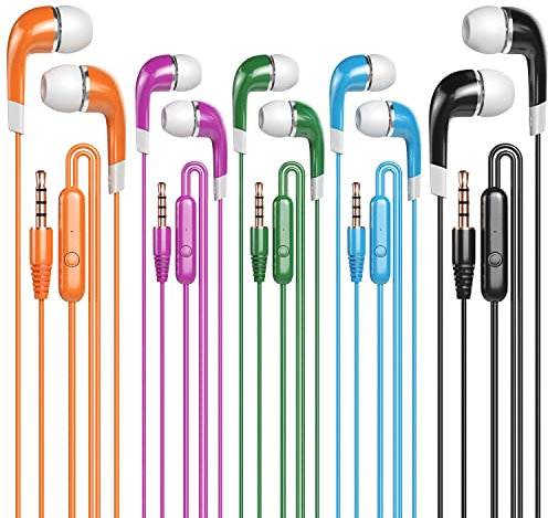 SP SOUNDPRETTY Kids Earbuds with Microphone 30 Pack, Bulk Earphones Headphones with Microphone SP-BS30MIC Stereo Disposable Wired Earbuds for Kids Students Classroom Schools