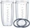 Ersatzbecher für Nutribullet-Mixer, 10 oz Messskala-Becher, 2 Gummidichtungen, kompatibel mit NutriBullet 600 W und 900 W Mixern (4 Stück)