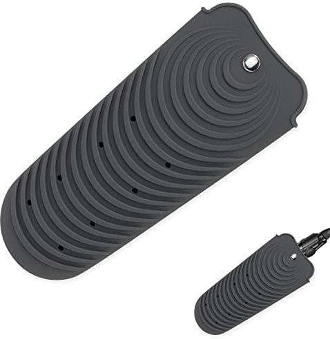 Funda de silicona resistente al calor para alisador de cabello, funda antideslizante para rizar y planchar, soporte portátil para rizador y rizador (gris oscuro)