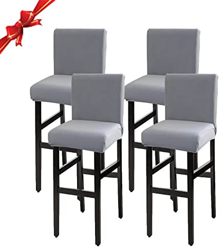 Jaotto Stuhlhussen 4er Set, Stretch Barhockerbezüge Abnehmbarer Waschbarer, Stühle Schutz Dekoration, Stuhlbezug Barhocker Stuhlbezüge für Pub Counter Bar Café(Rauchgrau,4 Stück)