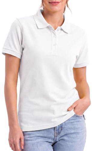 Love My Fashions Women’s Polo Shirt – Knitted Collar and Cuffed Short Sleeves, Casual & Plain T-Shirt for Ladies