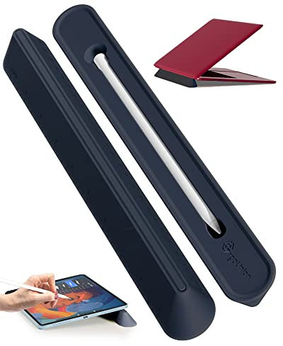 ergounion 3 in 1 Silicone Laptop Stand for Desk - Computer Stand Laptop Riser for Ergonomic Typing or Reading, Pencil Case Holder for Apple Pencil 1st/2nd Gen, Colorful Ruler 9(24cm) - Midnight