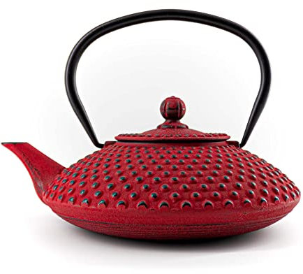 CHIYO Tetsubin Gusseisenkanne 1200 ml Ø 20,2 cm japanisch Tee-Kanne Rot