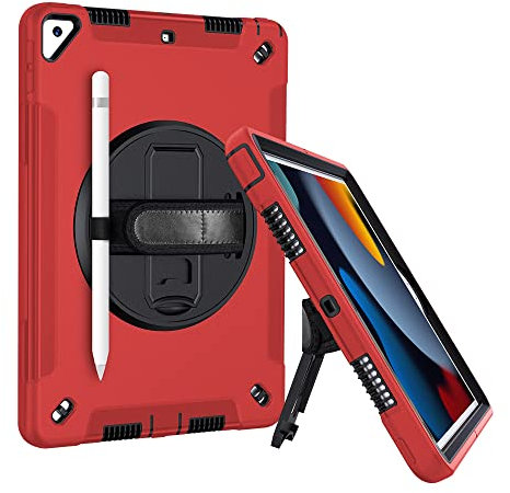 Funda para iPad Pro 10.5 (2017)/iPad Air 10.5 (2019), Funda Protectora Resistente de Cuerpo Completo con Soporte Giratorio, Correa de Mano Ajustable