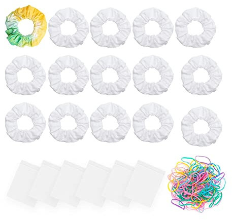 JKDHJK 15 Stück Weiß Haargummis Scrunchies für Batik, Batik Haargummis Weiß, Weiße Scrunchies für Batik, DIY Elastisch Scrunchies diy Weiß Mädchen und Damen Haarschmuck für Pferdeschwanz Halter