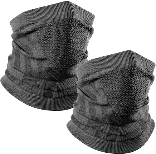 WTACTFUL 2 Stück Schlauchschal Herren Halbe Sturmhaube Halstuch Halswärmer Ski Mask Skimaske Halsschlauc Neck Gaiter Motorrad Gesichtsmaske für Winter Laufen Skifahren Snowboarden Alle Schwarz