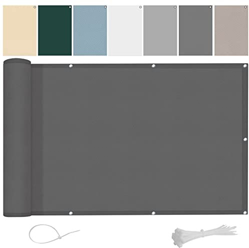 AXT SHADE Taille Personnalisée Brise Vue Balcon 0.8x7m Imperméable Cache Vue Balcon Protection UV Opaque Résistant aux Contre Vent avec Trous et Serre Câbles pour Exterieur Terrasse-Anthracite