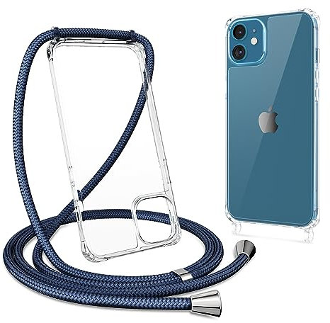 ZTOFERA Crossbody Lanyard Case for iPhone 11, Ultra Clear Hard Back with Soft Bumper Protective Phone Case with Strap Adjustable Neck Cord Necklace Shockproof Cover for iPhone 11, Navy Blue
