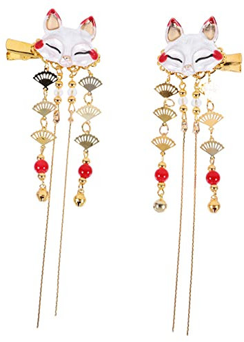FRCOLOR 2st Fuchs Quastenclip Haarnadeln Chinesischer Haarschmuck Chinesische Haarspange Haarspangen Für Damenhaarschmuck Haarspangen Für Katzen Die Blumen Brautjungfer Geisha Legierung