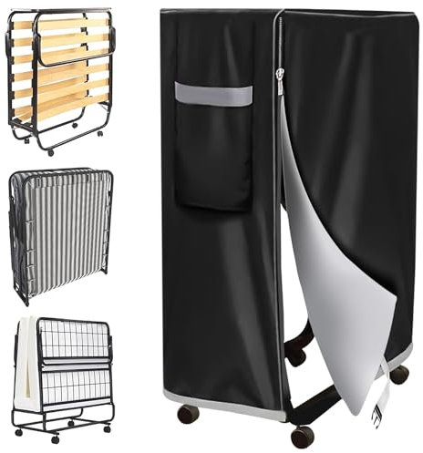 Nizirioo Nero impermeabile antipolvere coperta pieghevole: custodia per letto degli ospiti, copertura protettiva multifunzionale per letto degli ospiti, copertura multifunzionale (114 x 99 x 38 cm)