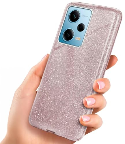 ONEFLOW Glitter Case für Redmi Note 12 Pro 5G Glitzer Handyhülle mit Kameraschutz, Stylische Hülle Glitzernd, Dünne TPU Schutzhülle für Damen, Glitzerhülle Qi kompatibel, Rosa