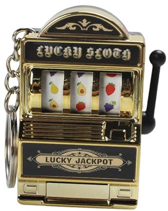 Oshhni Mini Spielautomaten Spielzeug Schlüsselanhänger, Mini Slot Machine Keychain, Kreatives Interessantes Spielzeug Obstmaschine, Lustige Taschenanhänger für Kinder Erwachsene Geschenk, Gold