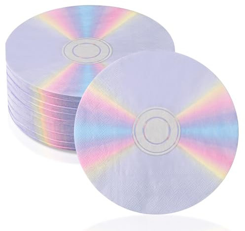 CD-Papierservietten, 90er-Jahre-Party, dekorative Servietten, Einweg-Servietten, Getränke-Servietten für Disco, Musik, Party-Dekorationen, zurück in die 1990er Jahre, Party-Geschirr, Dekoration, 100