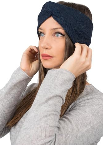 Dalle Piane Cashmere - Fascia per capelli misto cashmere, Made in Italy - Donna, Colore: Blu, Taglia unica
