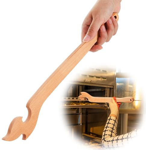 Juexica Extra Long Wood Oven Rack Puller 15 Inches Oven Rack Push Pull Tool Long Handle Oven Stick for Kitchen Appliances Baking Cooking Toaster Air Fryer Accessories