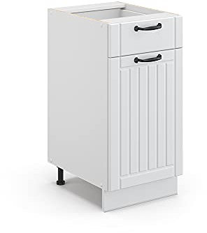 Vicco Küchenunterschrank Fame-Line, Weiß Landhaus/Weiß, 40 cm, AP Eiche