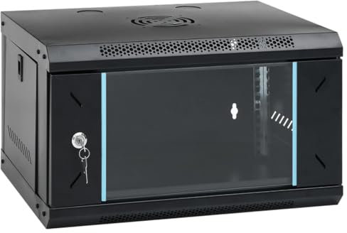 vidaXL 6U Wand Netzwerkschrank, Serverschrank Wandmontage, 19 Wandgehäuse Rack Server Schrank, Wandschrank Datenschrank Abschließbar, IP20