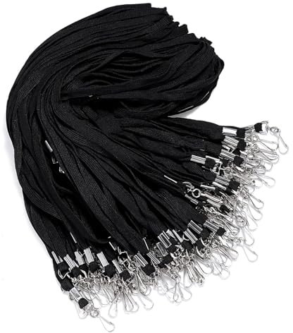 Werownsgso 50 Stück Lang Schlüsselband,Flacher Lanyard mit Drehhaken,Schlüsselbänder aus Nylonimitat,Lanyard für ID-Karten, Abzeichen, Schlüsselketten,Mitarbeiter,Namensschilde (50, Schwarz)