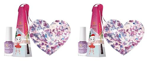 Bluesky Christmas Kids Nail Varnish Bauble – Festive Fairy, Pink Multicolour Glitter. Easy Peel-off, Non-Toxic, Water- based, Odour-free Nail Polish for Kids, 5ml (Pack of 2)