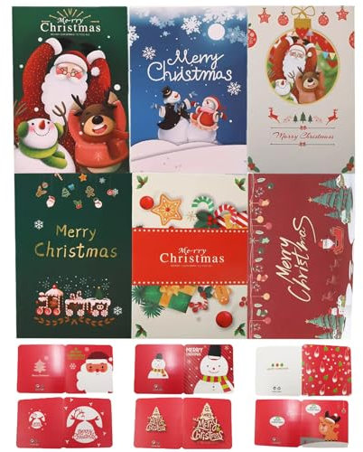 LIANRISES 24 Stück Weihnachtskarten Mit Umschlag Set Weihnachtskarten Set Weihnachtskarten Klein Weihnachtskarten Recycling Weihnachtskarten Blanko für Familie Freunde Kollegen