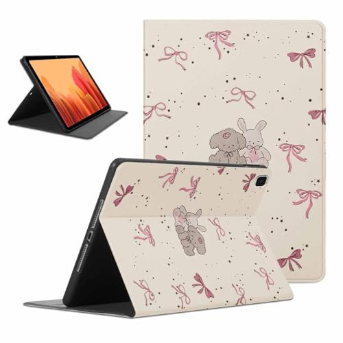 Kueqeay Funda para Samsung Galaxy Tab A7 10,4 Zoll 2020 (SM-T500/T505/T507), Aesthetic Osito Dibujos Diseño PU Leather Protector Soporte Función Ángulos Ajustables Flip Cubierta Tablet Case, Beige