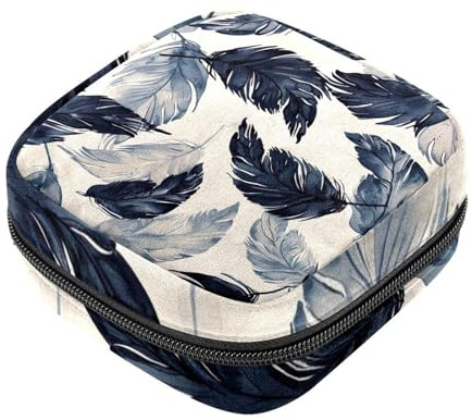 Bolsas de almacenamiento de servilletas sanitarias, con plumas teñidas en tinta, bolsa de almohadilla menstrual, de tela Oxford, bolsas menstruales para lactancia, tampón, bolsas con cremallera para